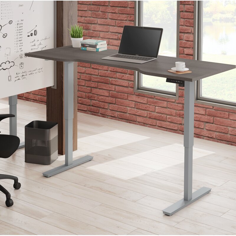 Symple Stuff Laney Curved Electric Height Adjustable Standing Desk ...