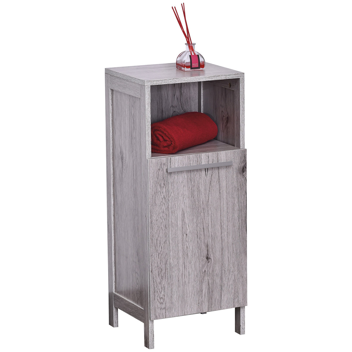 Wall Cabinet Soft White Finish Sauder Adjustable Shelf Behind Door Faux Slate