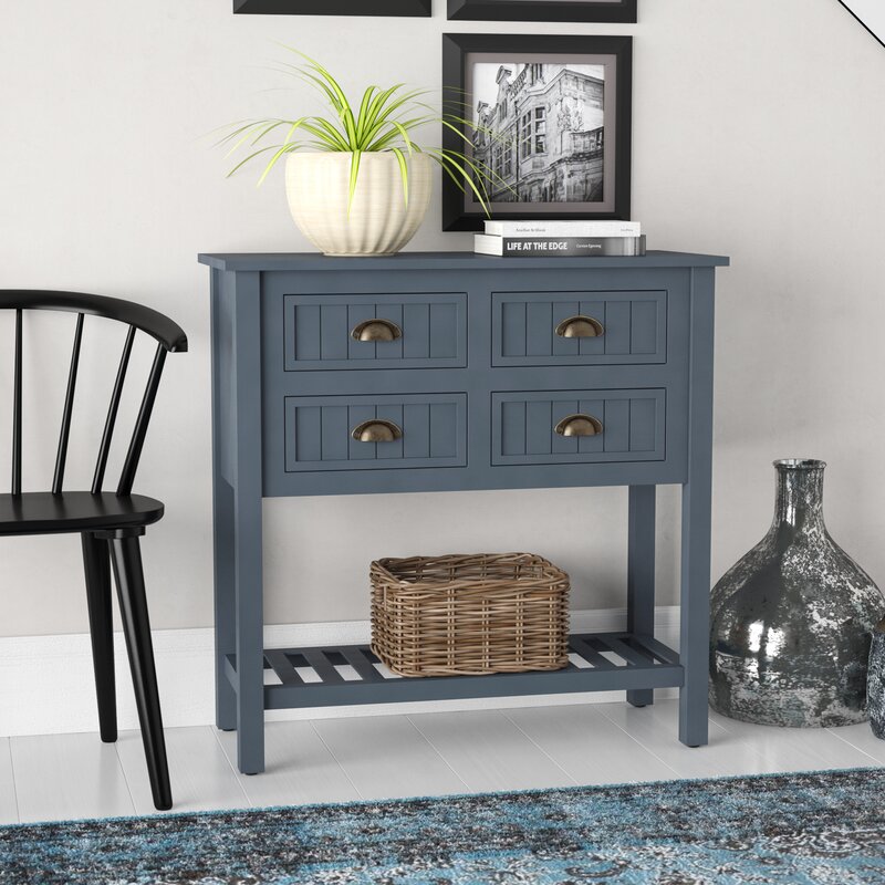 August Grove Rosas 4 Drawer Console Table Reviews Wayfair