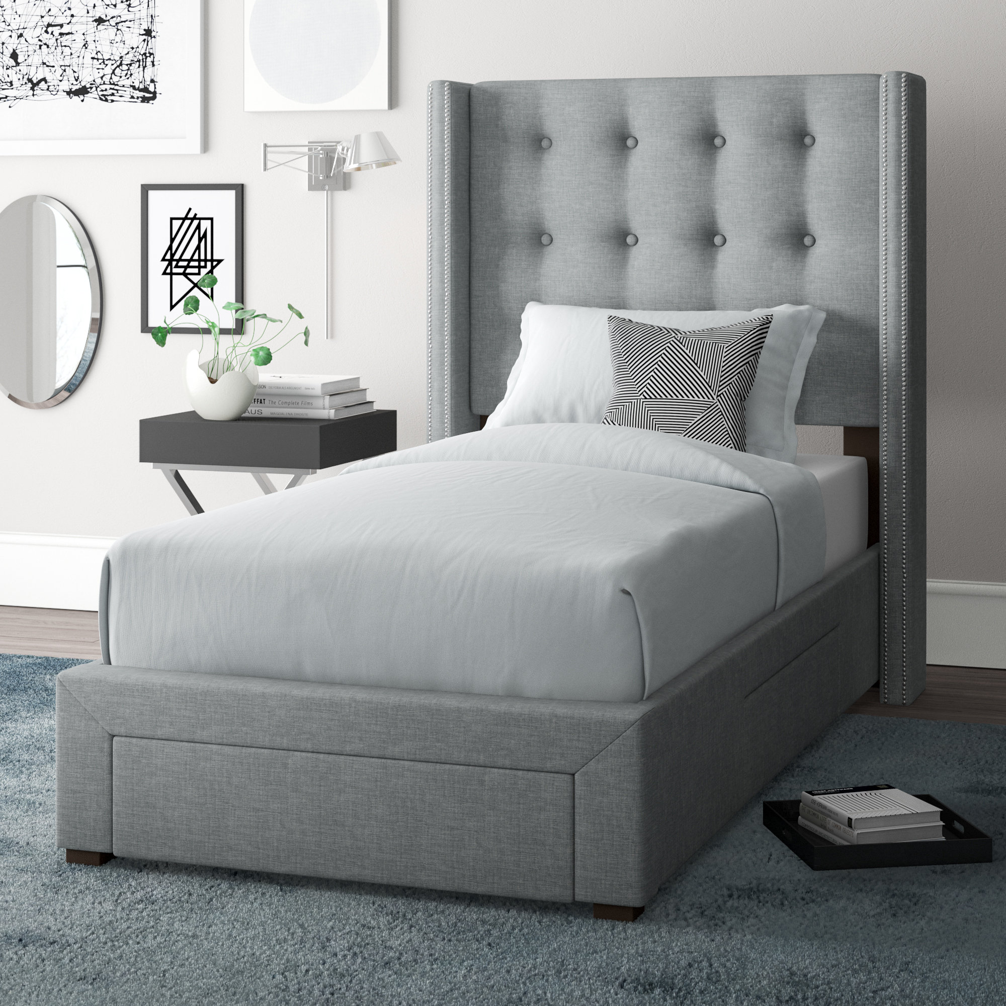 Red Barrel Studio Kerens Twin Tufted Upholstered Storage Standard Bed Reviews Wayfair