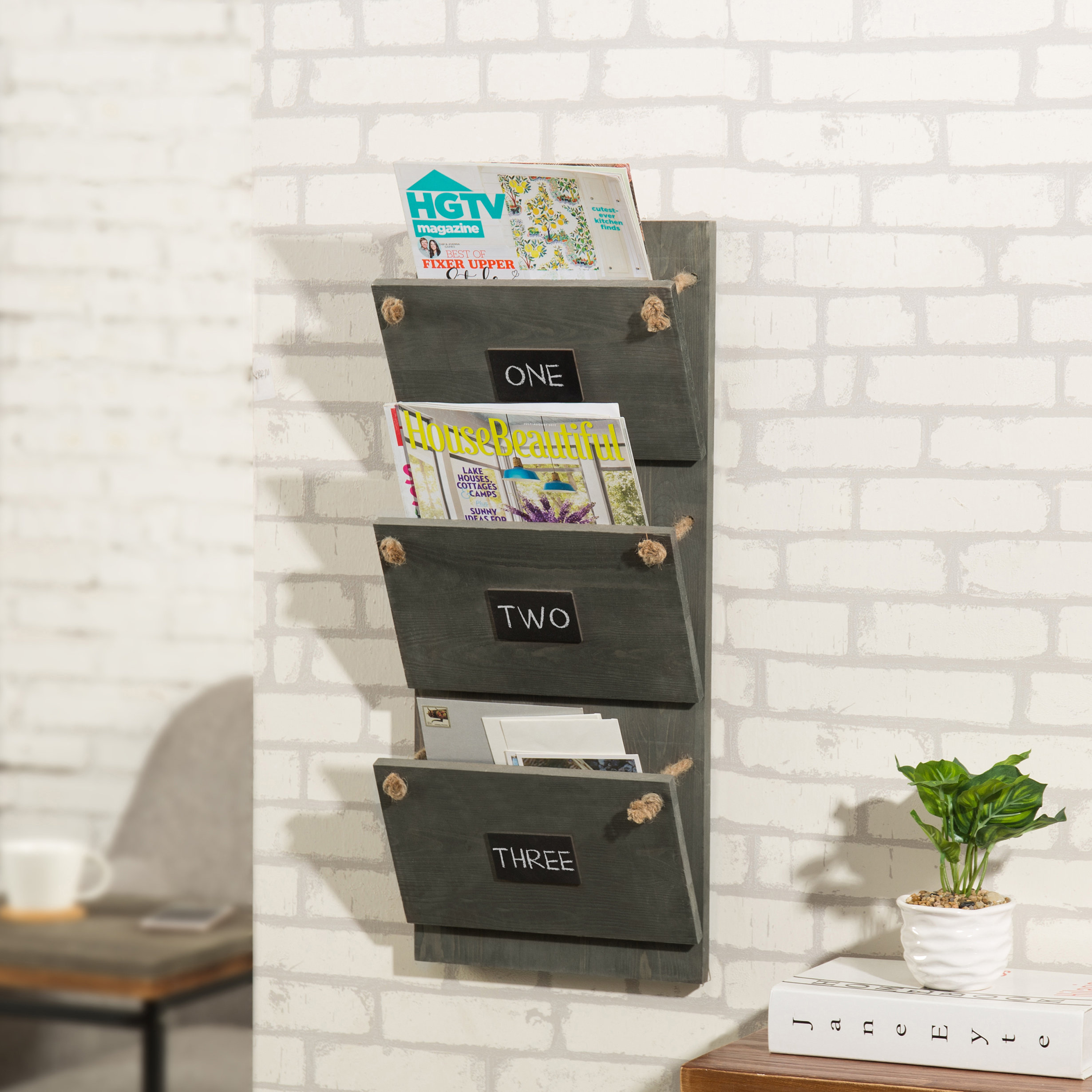 5 Tier Wooden Wall Mounted Mail Organizer 