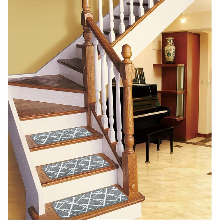 Grey ,25.5 9.5 Carpet Stair Treads Non Slip Indoor Set Of 13 Rugs Covers Mats, 