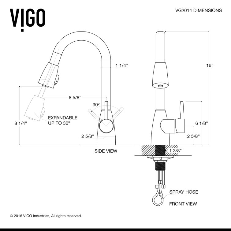 VIGO Graham Pull Down Single Handle Kitchen Faucet with ...
