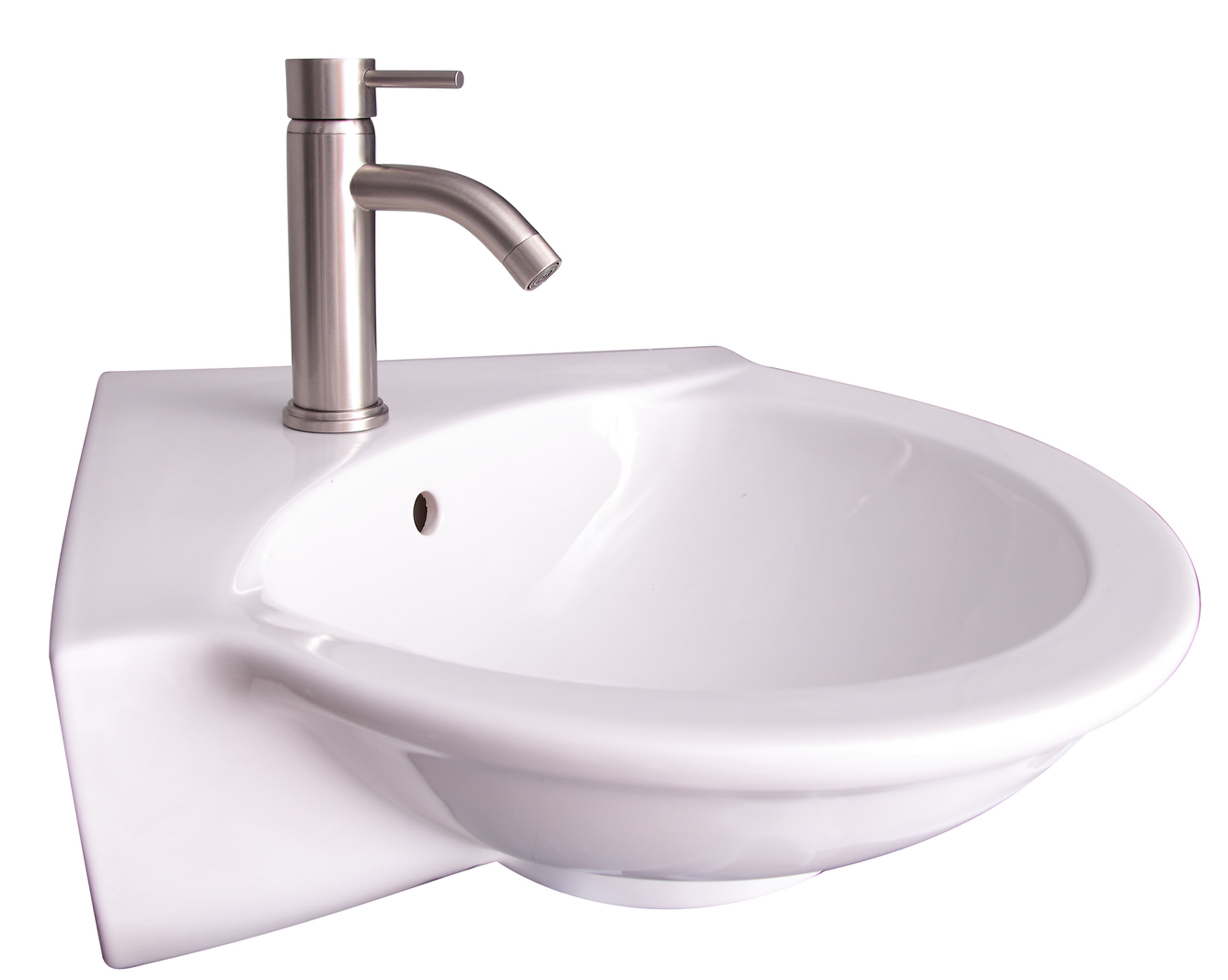 Evolution Corner Vitreous China 24 Wall Mount Bathroom Sink With Overflow