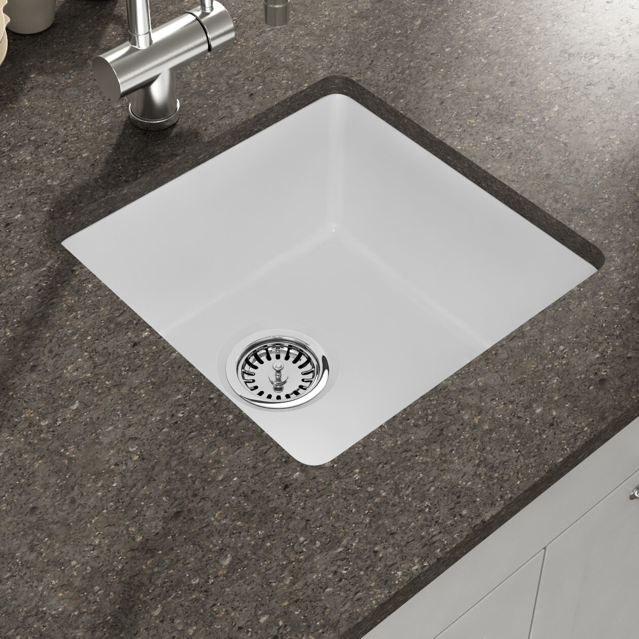 Empire Industries Yorkshire Undermount Fireclay 17 L X 17 W Kitchen   Yorkshire Undermount Fireclay 17 L X 17 W Kitchen Sink With Strainer 