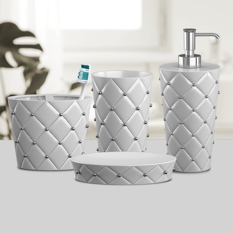 Geometric Pattern 4-piece Bath Bathroom Accessories Set 