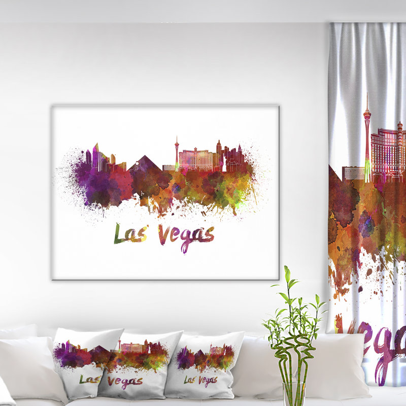 Designart Las Vegas Skyline Cityscape Painting Print On Wrapped