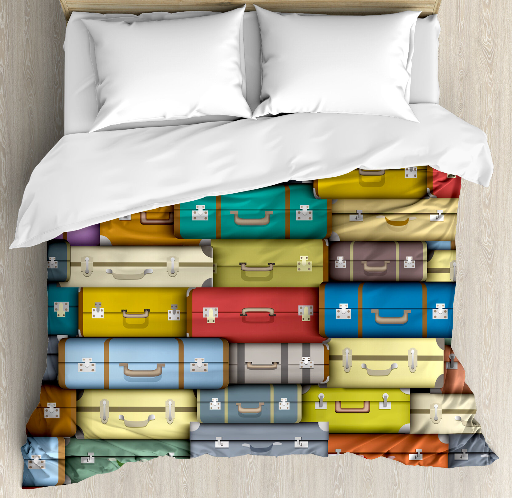 East Urban Home Modern Colorful Suitcases Background Vintage
