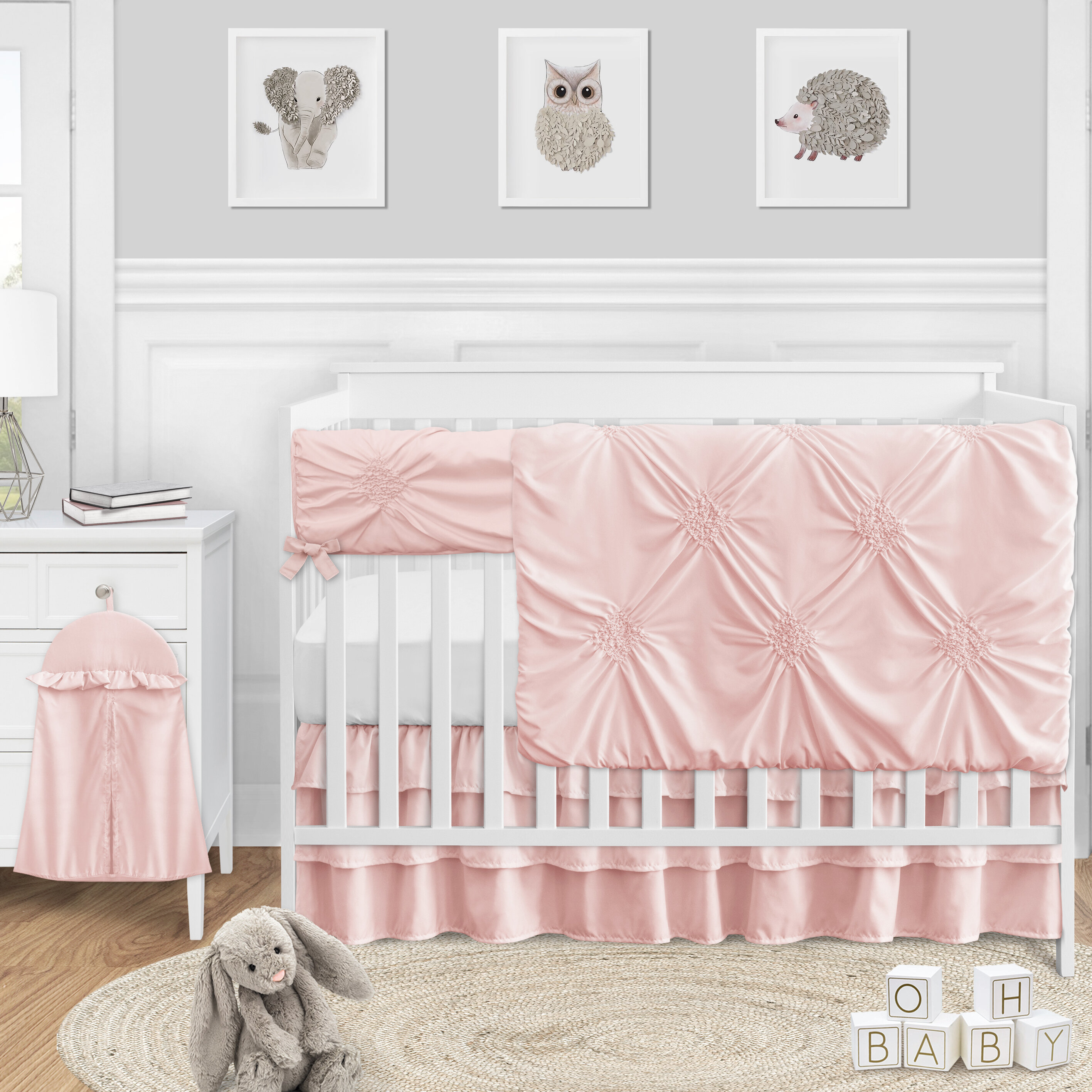Ivory Baby Doll Bedding Modern Hotel Style Mini Crib//Port-a-Crib Bedding Set