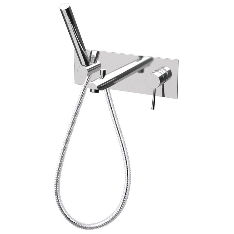 Remer By Nameek S Single Handle Wall Mounted Tub Spout With Diverter And Handshower Reviews Wayfair