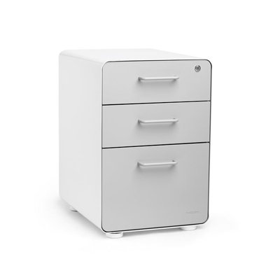 Poppin 3 Drawer File Cabinet Finish Light Gray White