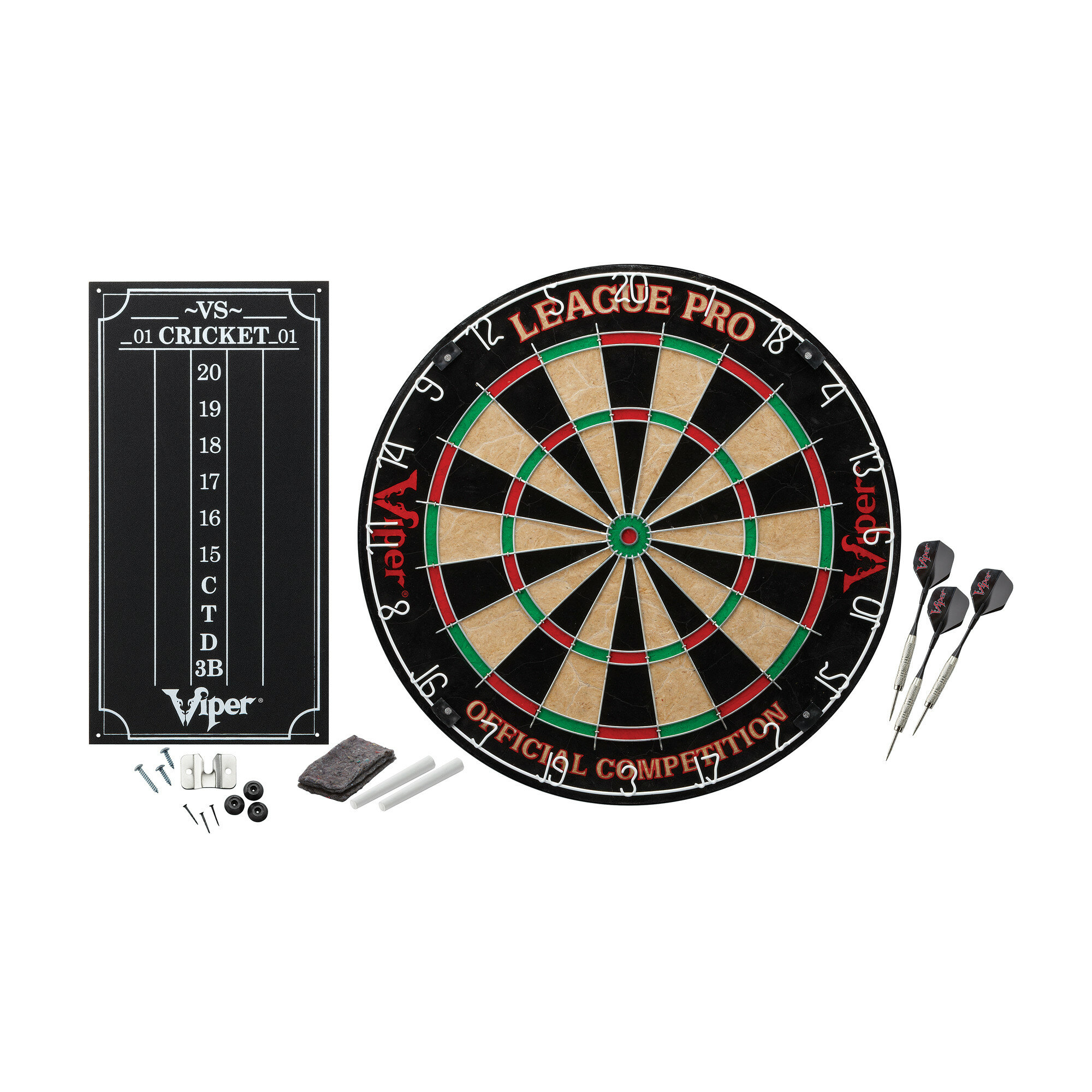 Viper Shot King Sisal/Bristle Steel Tip Dartboard with Staple-Free Bullseye a... 