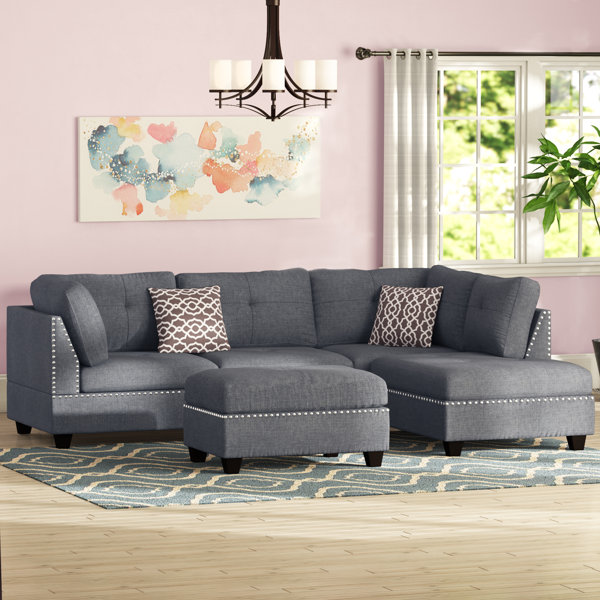 Grey Studded Sectional Wayfair