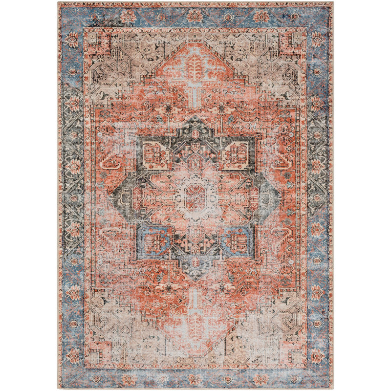 Mya Persian Inspired Rose Blue Beige Area Rug Reviews Allmodern