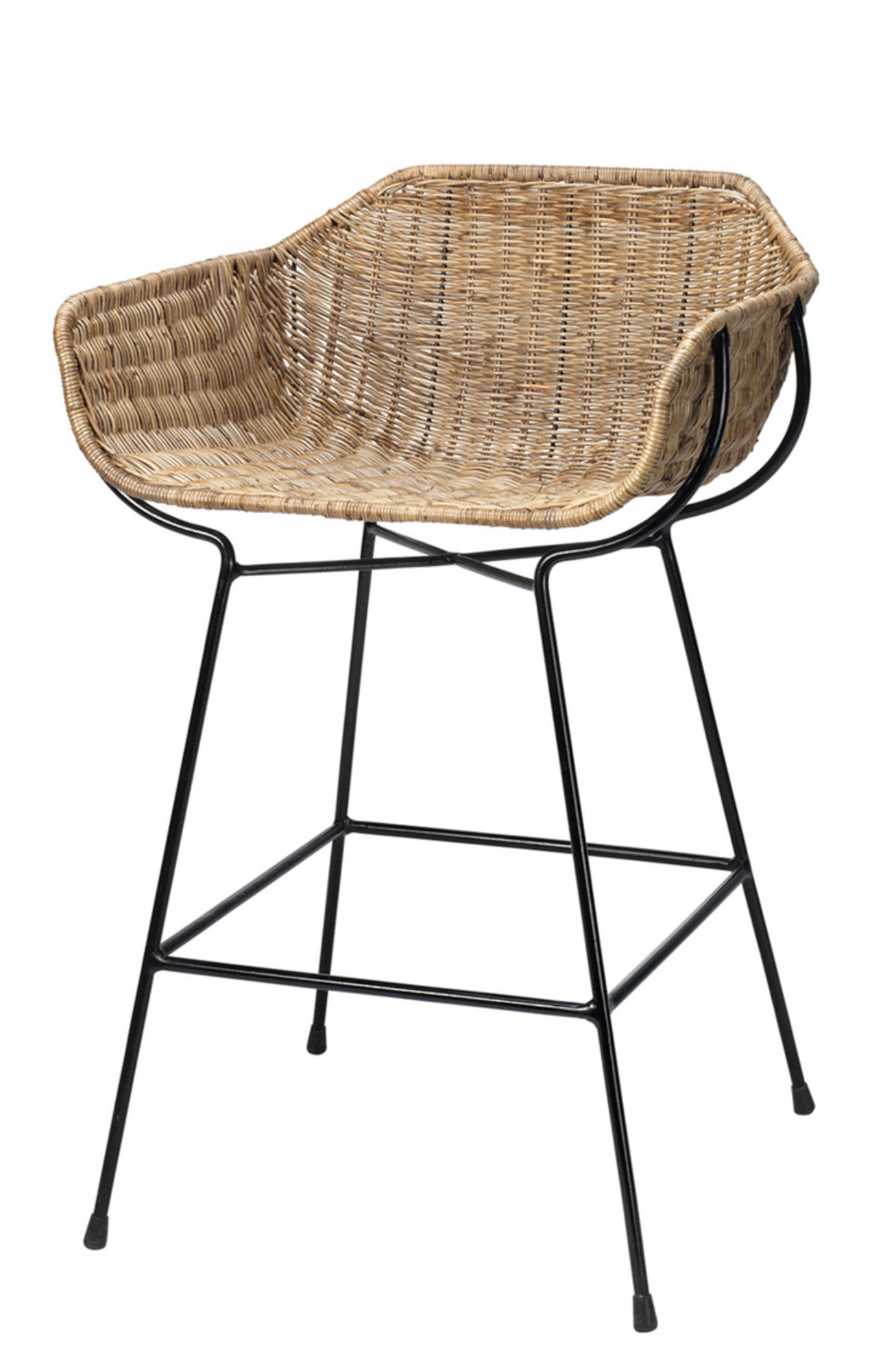 rattan and metal stool