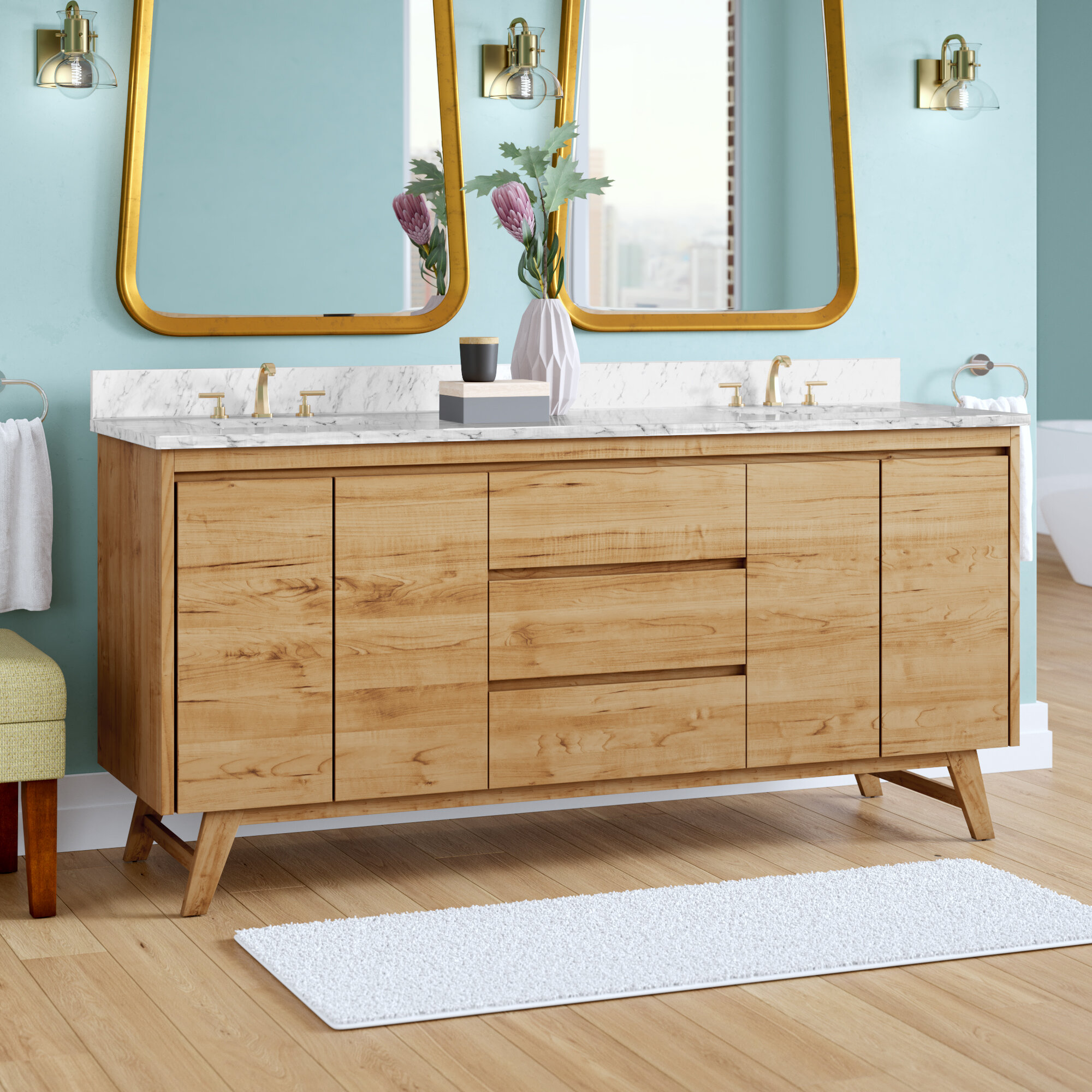 Langley Street Coventry 73 In Vanity Combo In Grey Teak With