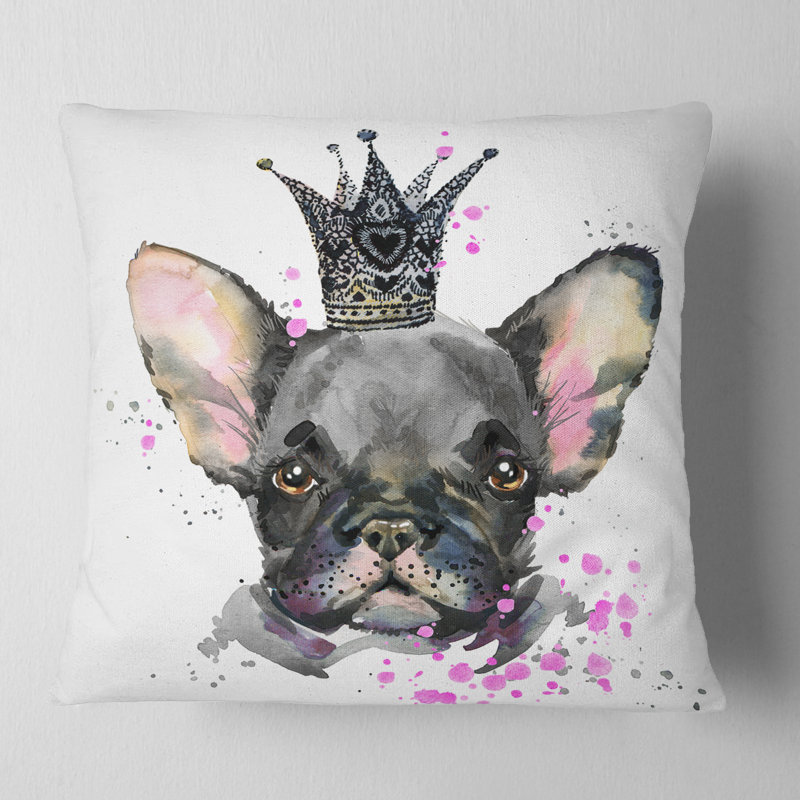 East Urban Home Animal Cute Dog With Crown Pillow Wayfair