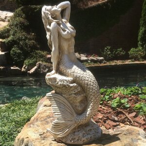 Life's a Beach Classic Mermaid on Coastal Rocks Statue