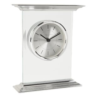 Square Glass Mantel Table Clock Roman Numerals Contemporary 14cm 