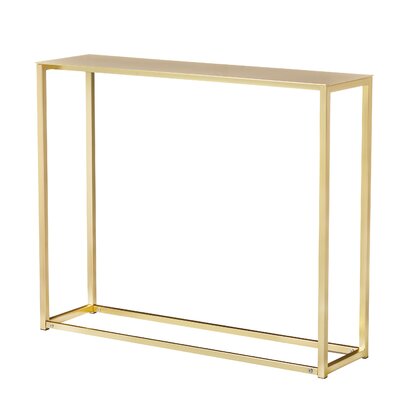 Wade Logan Bellewood Console Table  Color: Matte Brushed Gold /Metal Top, Size: 30.32" H x 35.83" W x 9.85" D