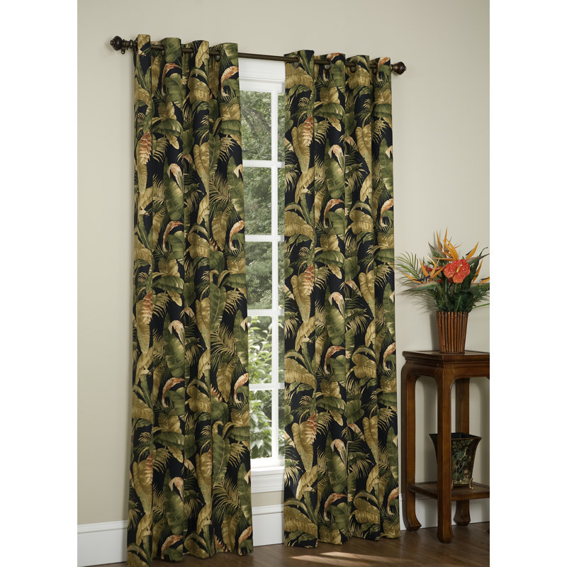 La Selva Nature/Floral Semi-Sheer Grommet Curtain Panels