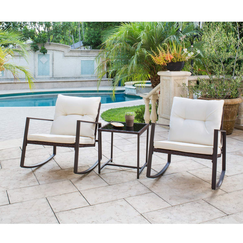Rosalind Wheeler Kinzie Outdoor 3 Piece Bistro Set With Cushions