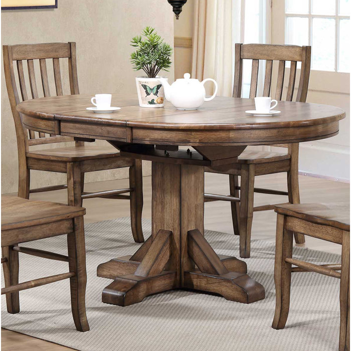 Rutledge Pedestal Extendable Solid Wood Dining Table