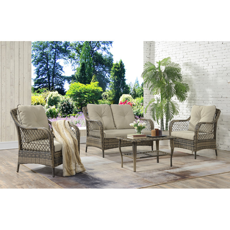 Ophelia Co Kaiya 4 Piece Rattan Sofa Seating Group With