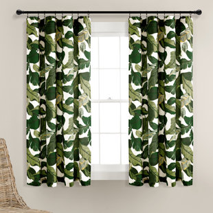 Tropical Palm and Banana Leaves Blockout Curtain Drapes Fabric Window Curtains 