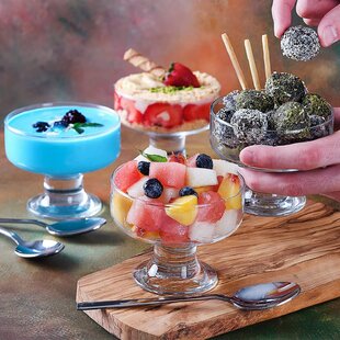 4 Piece Porcelain Ice Cream Dessert Bowl Set Sundae Snacks Decorative Colourful 