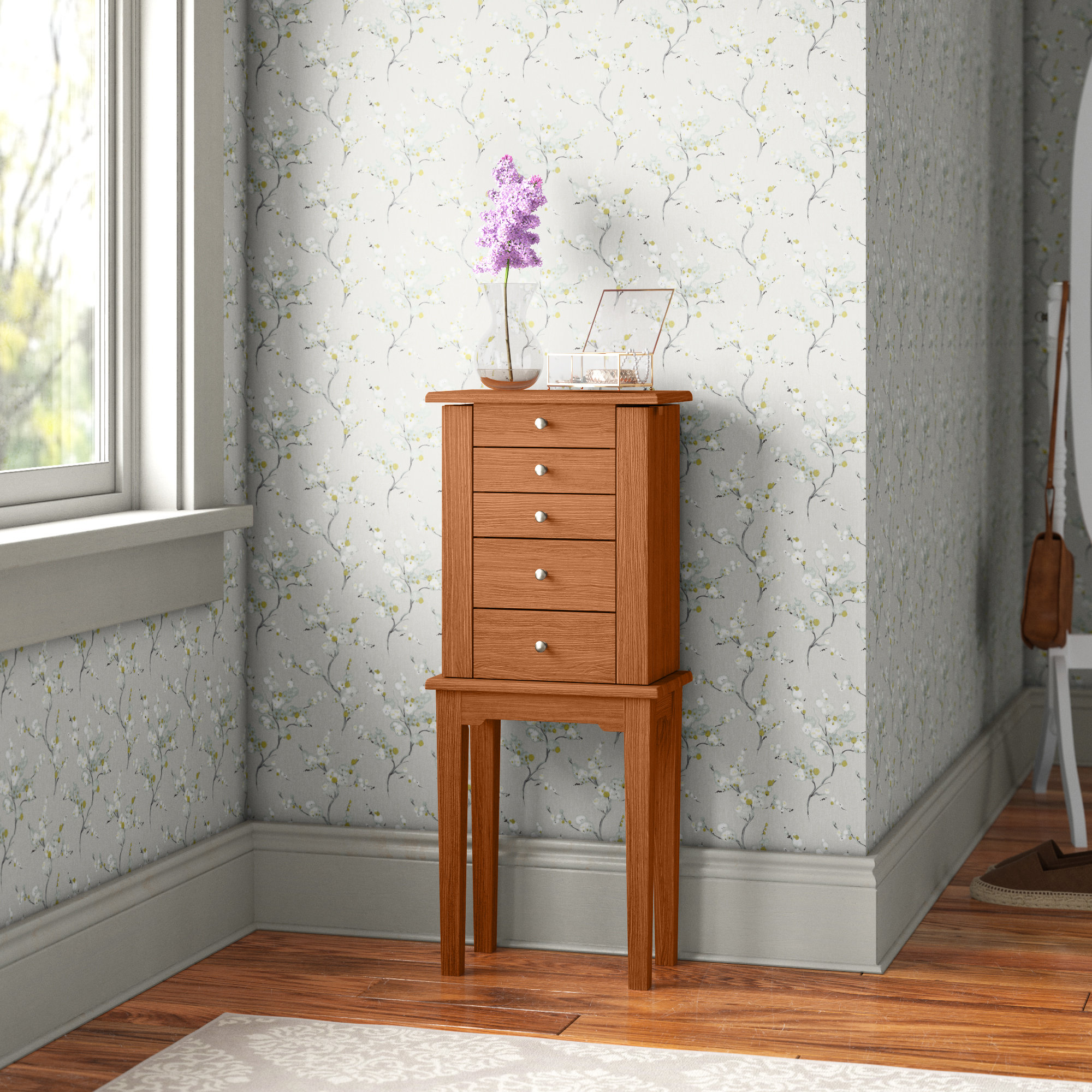 Genao 12.8'' Wide Jewelry Armoire with Mirror