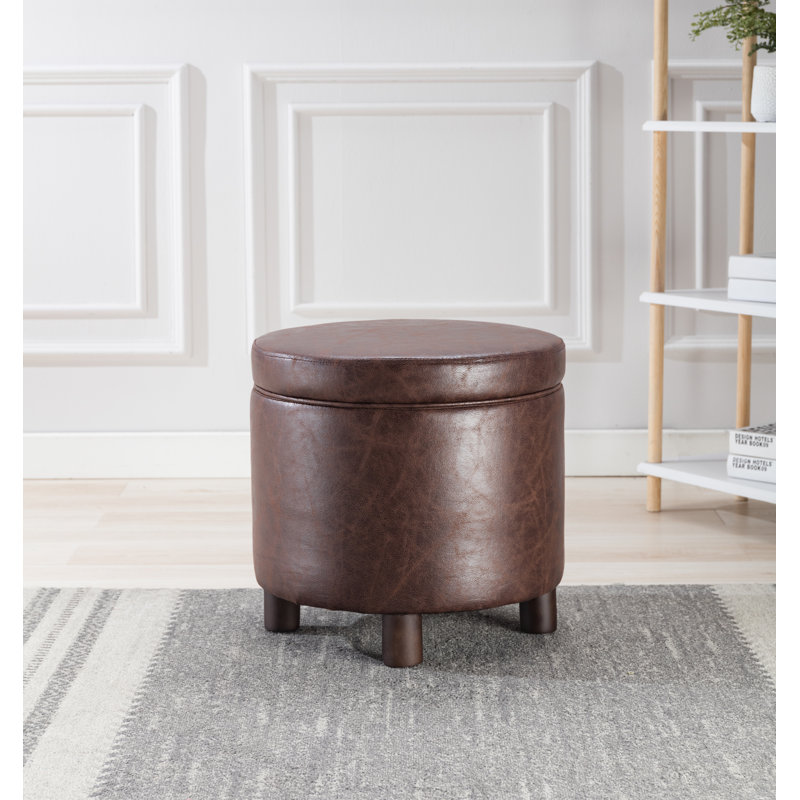 Winston Porter Dubai 19 Wide Faux Leather Round Storage Ottoman Reviews Wayfair