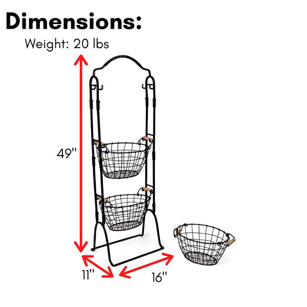 Details about   Wall Mount Rack Fruit 3x Basket Holder Storage Metal Wire Tier Bin Shelf Kitchen 