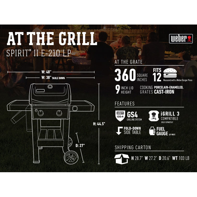 Weber Spirit Weber 2 Burner Free Standing Liquid Propane 26500 Btu Gas Grill Reviews Wayfair