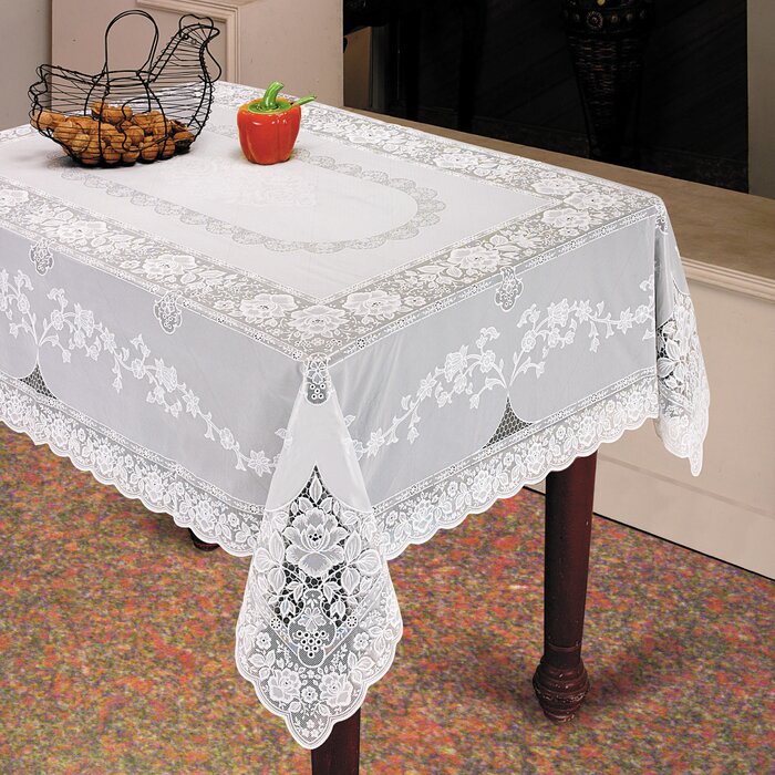 Violet Linen Luxurious Vinyl Lace Embossed Floral Design Tablecloth ...