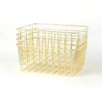 4 Pack Storage Decor CraftsKitchen Bin Organiz... Vlish 4 Gold Wire Baskets 