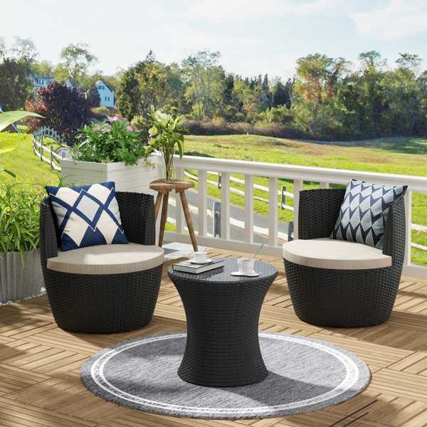 2 Teal Pattern Pillows for Garden Pool Backyard Glass-Top Table 2 Ottomans COSIEST 5-Piece Outdoor Furniture Lounge Set Warm Gray Wicker Sectional Sofa w Thick Cushions 