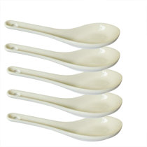 4 Pcs Yellow White Green Light Cream Black Ceramic Spoons 4.5 inches 