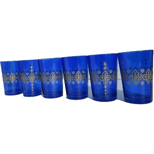 Set of 6 Coloured & Silver Glasses *New Stock* Authentic Moroccan Tea Glasses 