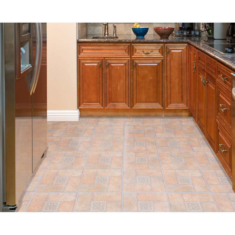 Tivoli Terracotta Motif Center 12" x 12" x 1.2mm Luxury Vinyl Tile in Beige