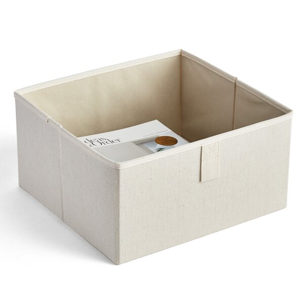 NEW! Large Fabric Storage Bin 10.5” Cube IVORY Canvas Box/Drawer 