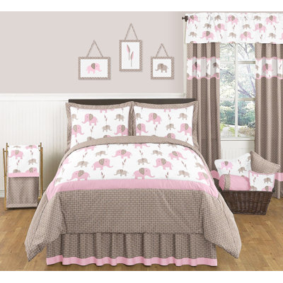 Sweet Jojo Designs Pink And Taupe Mod Elephant Comforter Set Wayfair