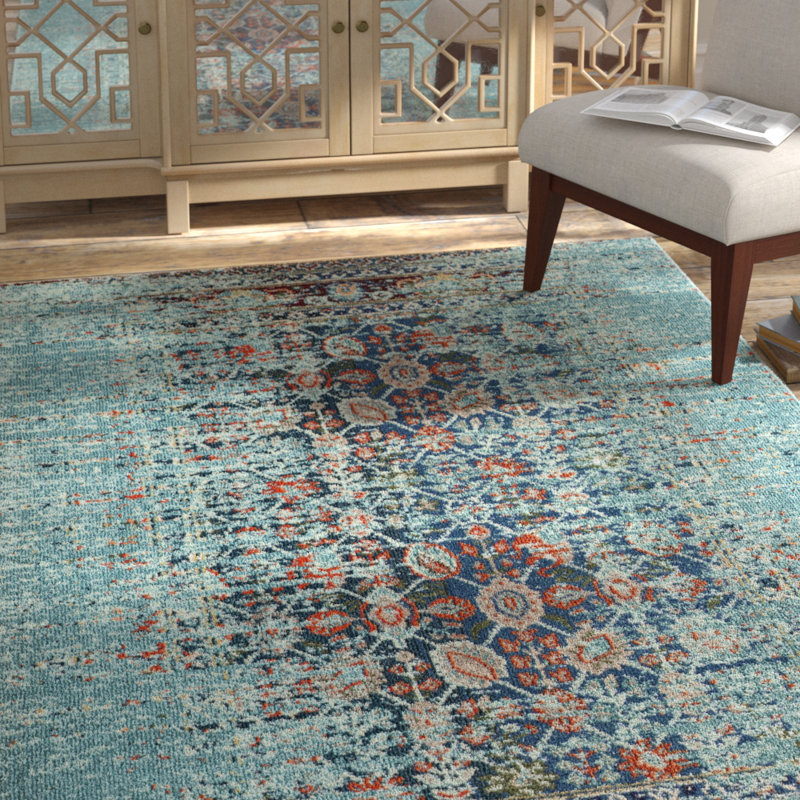 Mercury Row Borowski Blue Area Rug Reviews Wayfair Borowski Blue Area Rug
