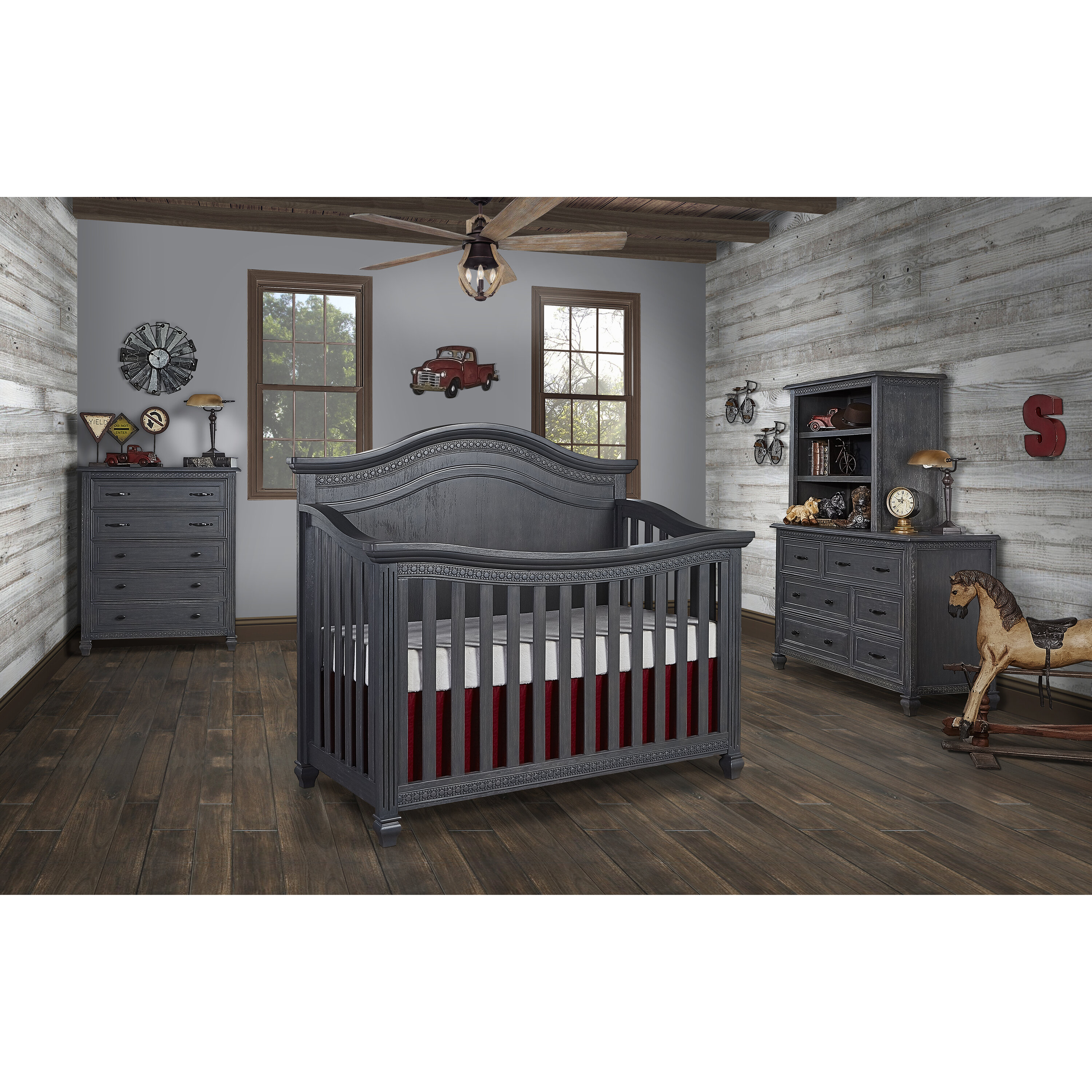 Evolur Madison 5 In 1 Convertible 3 Piece Crib Set With Mattress