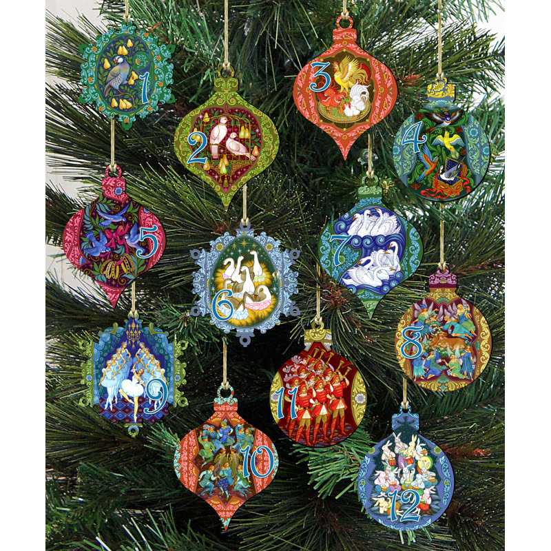 The Holiday Aisle 12 Piece Days Of Christmas Hanging Figurine Ornament Set Reviews Wayfair