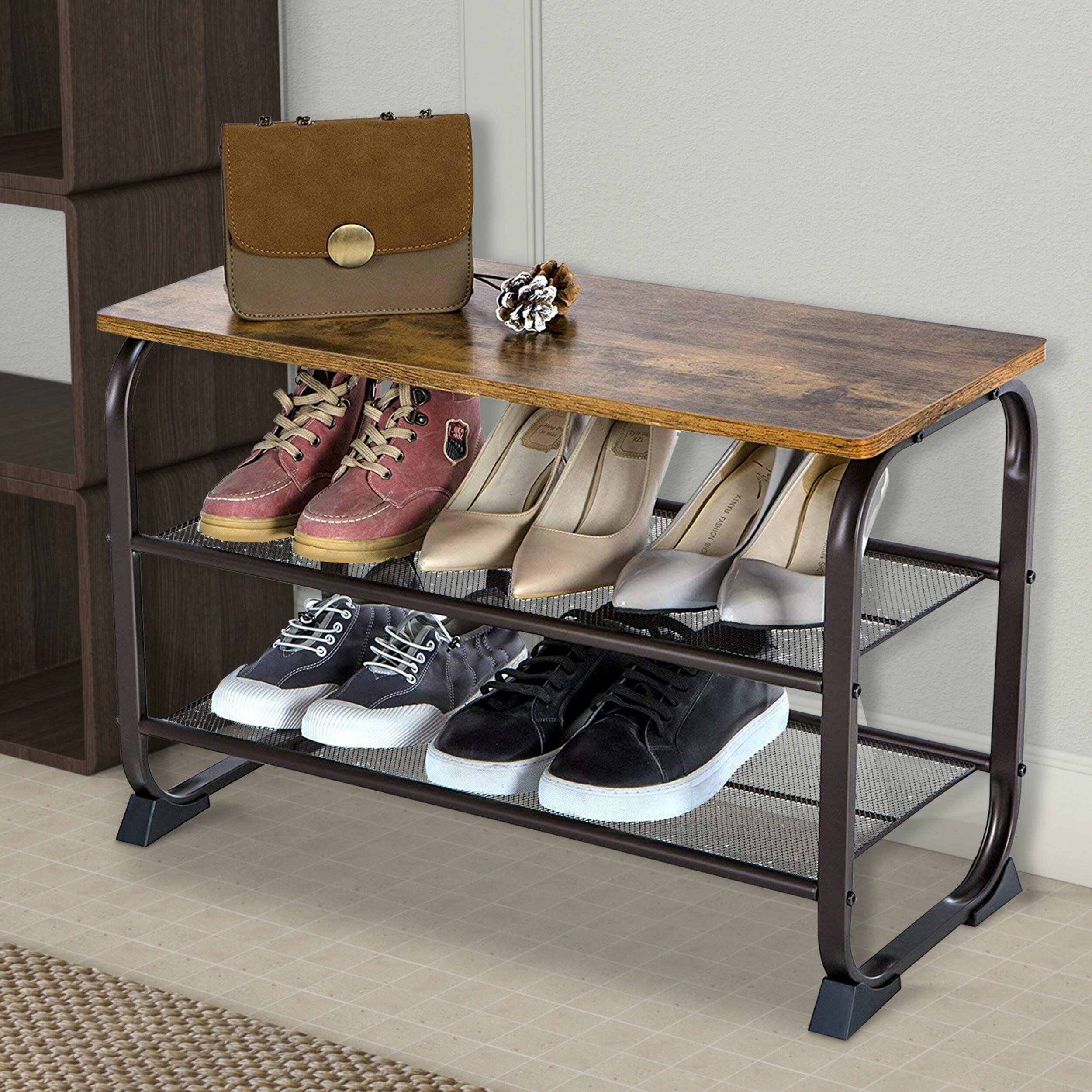 Williston Forge 3 Tier Wood Top 6 Pair Shoe Rack Reviews Wayfair