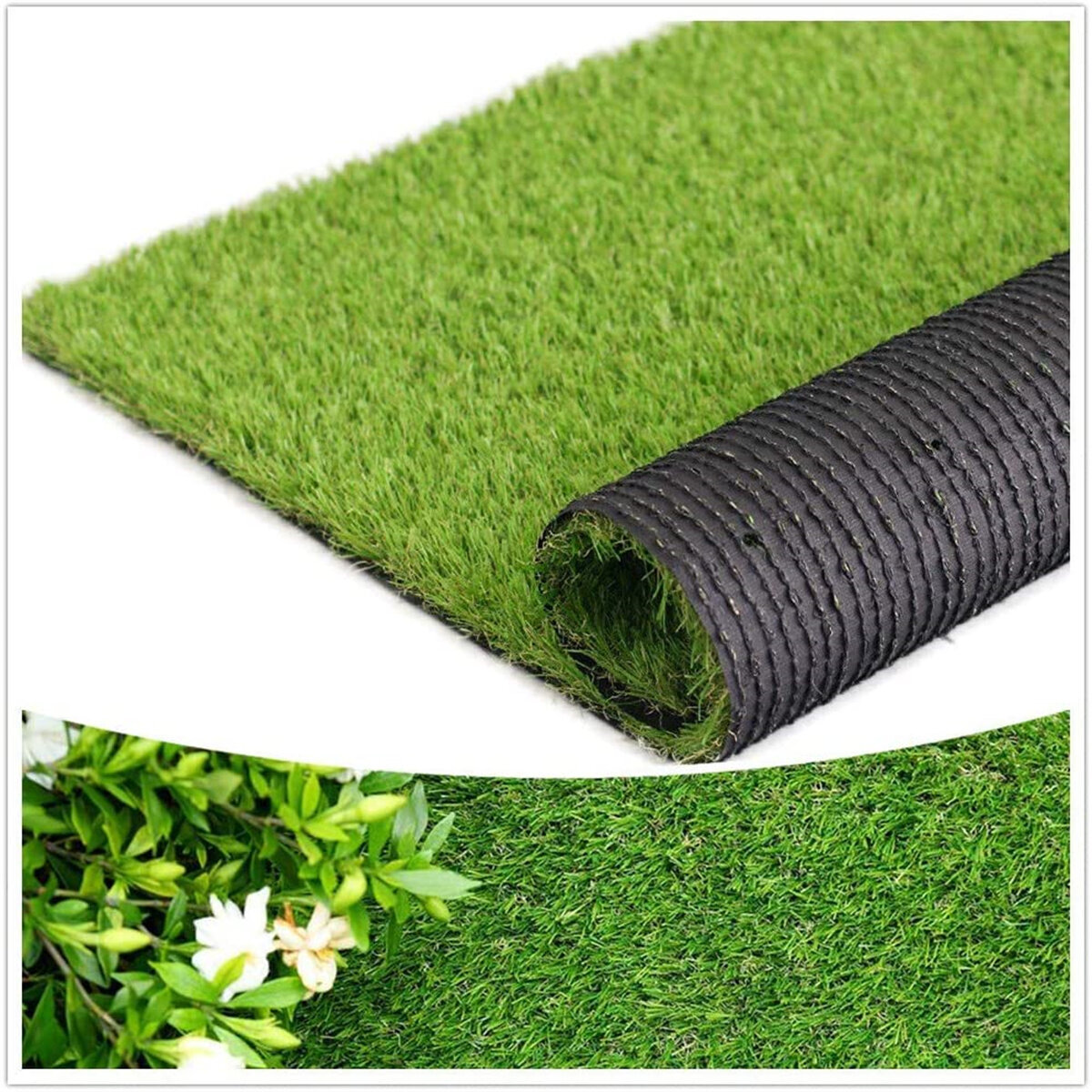 0.7 Custom Sizes Fas Home Artificial Grass Turf -8FTx8FT Indoor/Outdoor Rug Synthetic Lawn Grass Carpet,Easy Installation Multi-use Astroturf,Pets Dog Turf with Drain Holes 