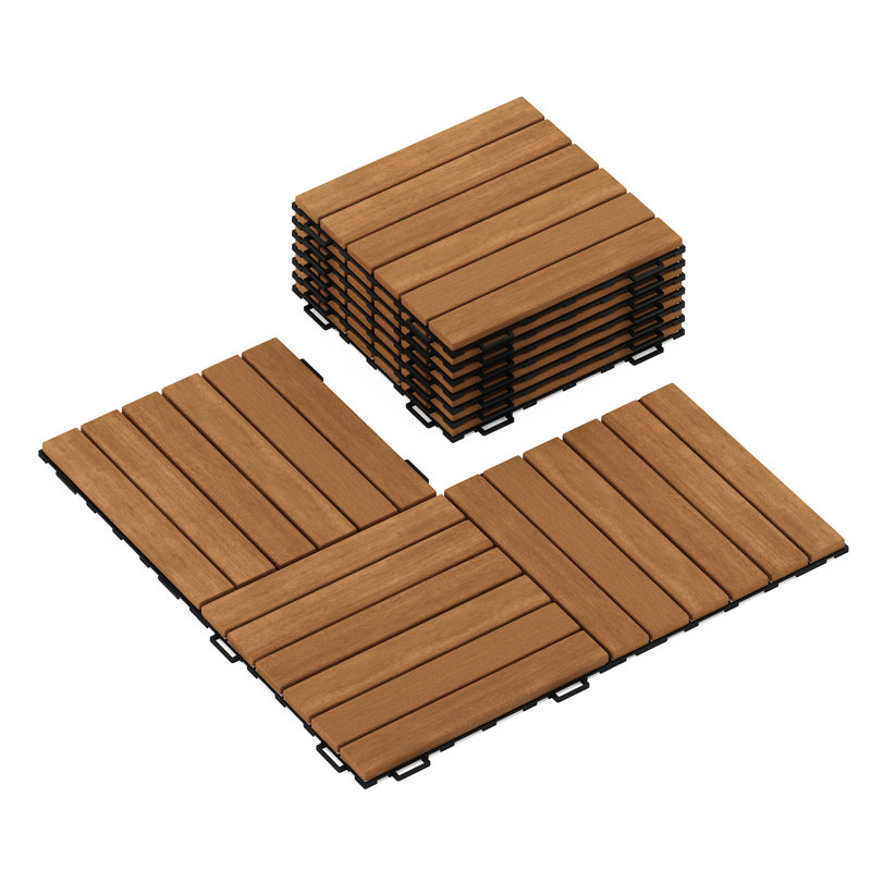 Freeport Park Tavon 12 X Wood Interlocking Deck Tile In Honey Freeport Park Tavon 12 X Wood