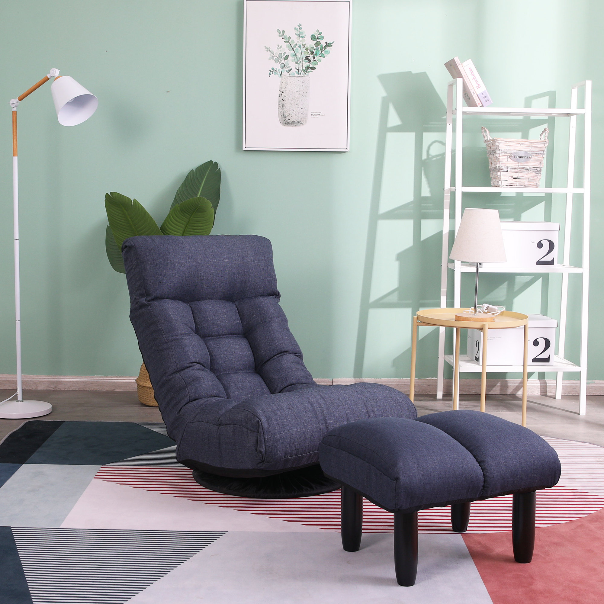Trule Levin 22 83 W Cotton Swivel Lounge Chair And Ottoman Wayfair