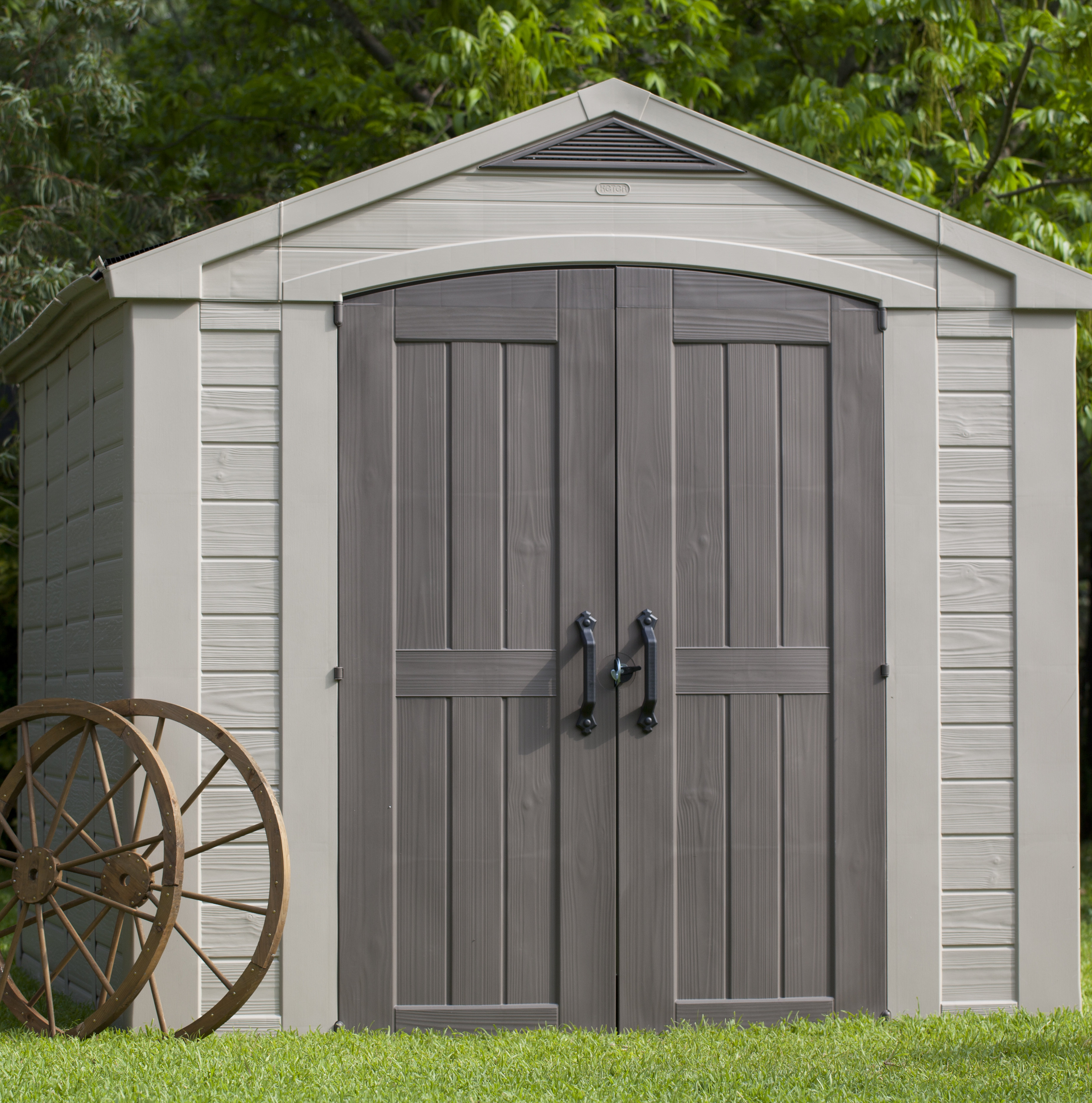 Keter Factor 8 ft. W x 11 ft. D Large Resin Storage Outdoor Shed Stylish  and Weather-Resistant & Reviews | Wayfair